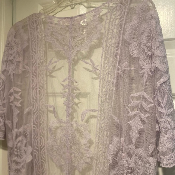 LC Lauren Conrad Duster Robe Lavender Lace New Without Tag one size beautiful - Picture 3 of 12